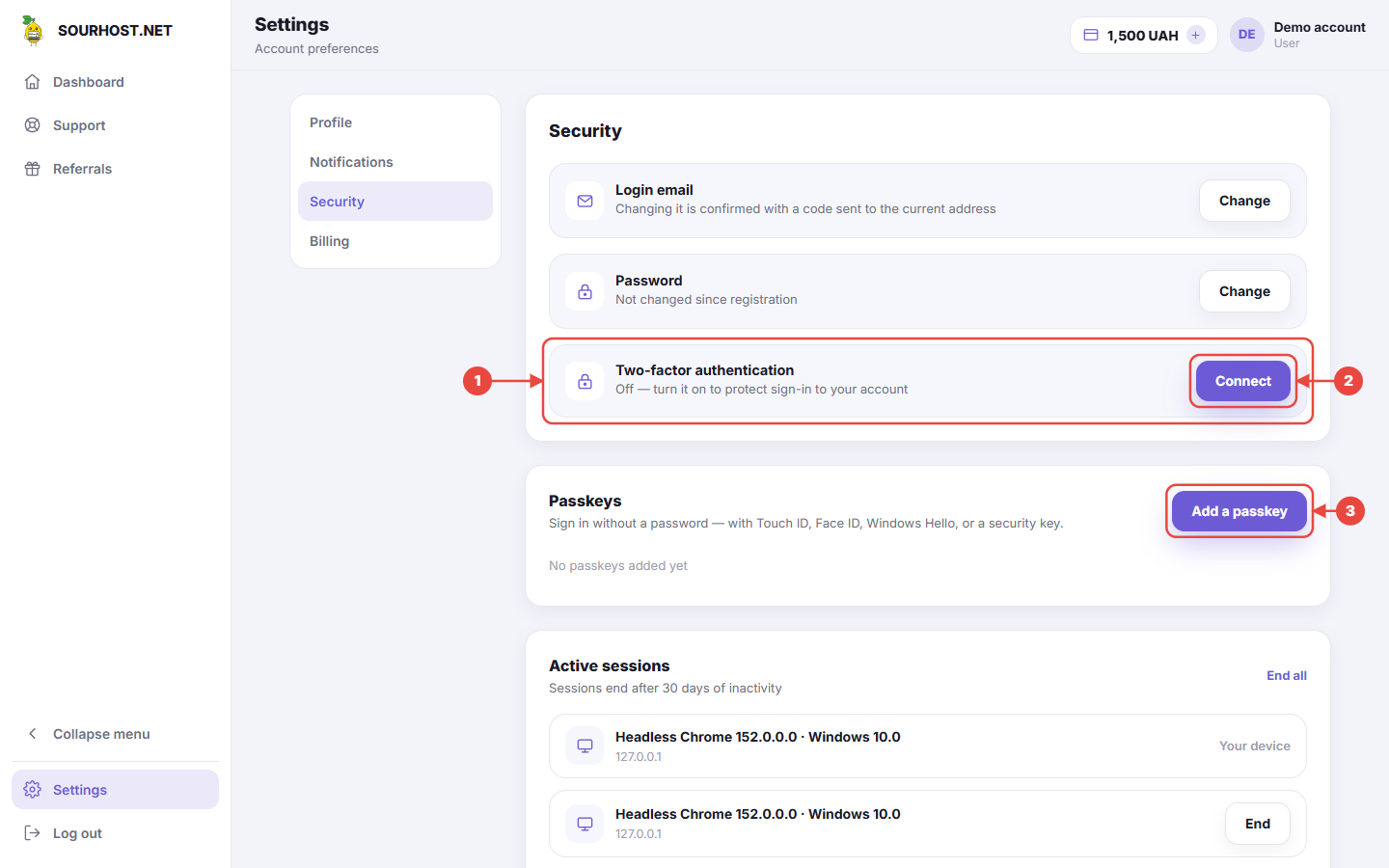 The Passkeys block in security settings